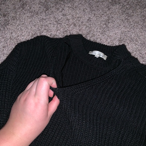 Black Sweater with Choker/Zippers - Picture 2 of 4